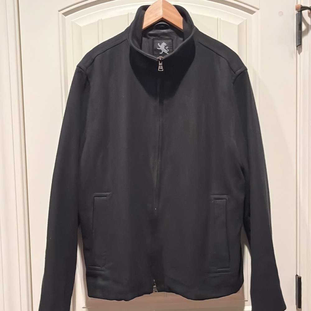 EXPRESS men’s classic black neutral wool blend full zip jacket/coat size Large